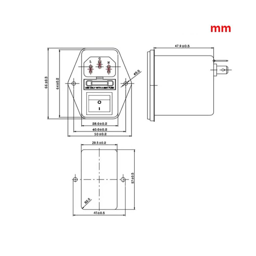 Kompaktowy i 6A Gniazdo IEC Filtr zasilania dla Różnych Urządzeń Komunikacyjnych