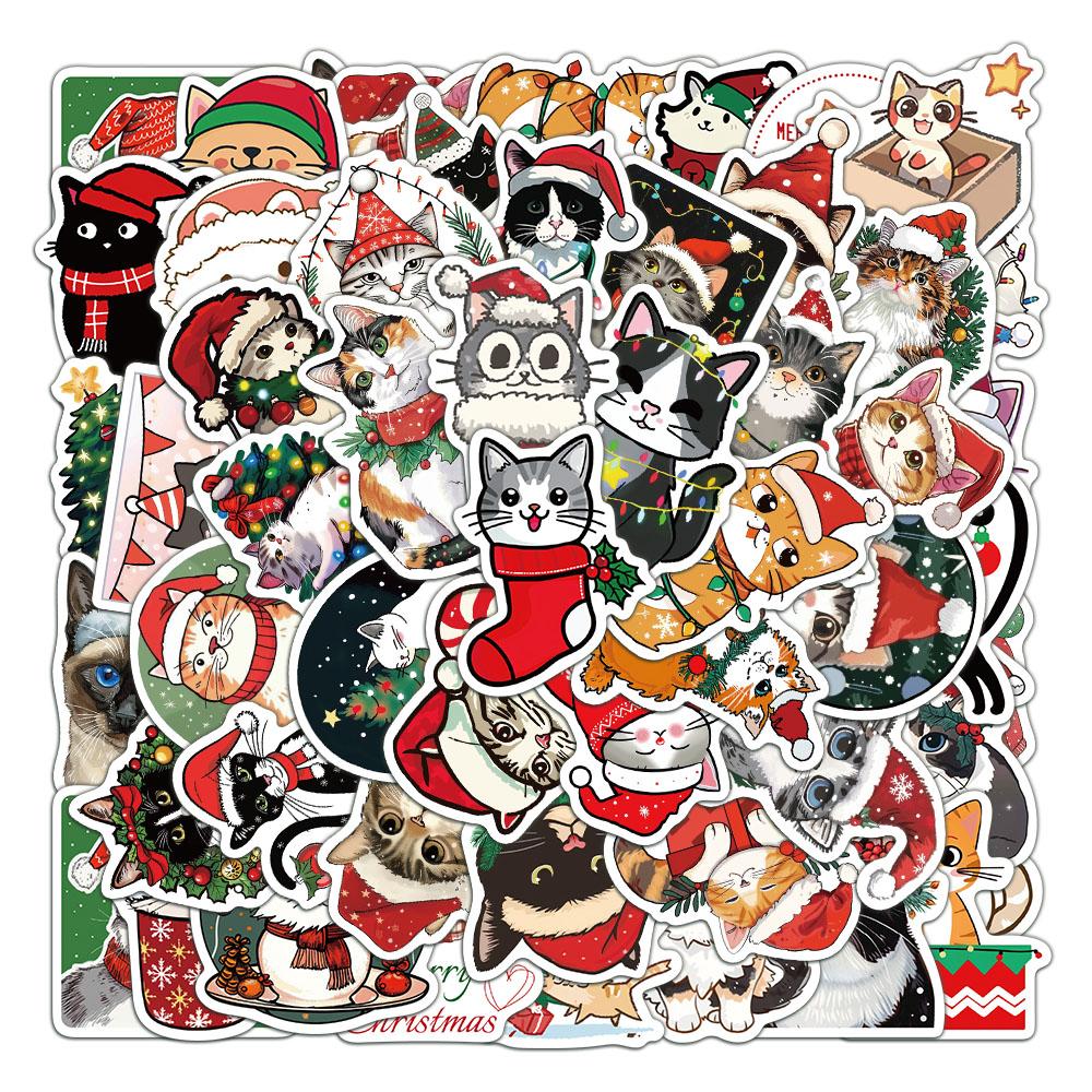 50PCS Christmas Cat Cute Stickers Graffiti Decoration Phone Case Notebook iPad Waterproof DIY Stickers