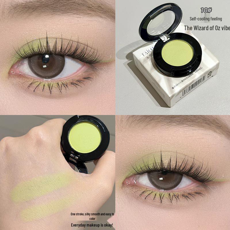 Fei Xi Single Color Eyeshadow & Highlighter Palette for Under Eyes, Inner Corners, & Face - Matte Blue, Green, Black, White.