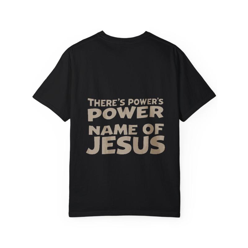 White T-Shirt with There's Power's Power Name of Jesus Print for Casual Wear