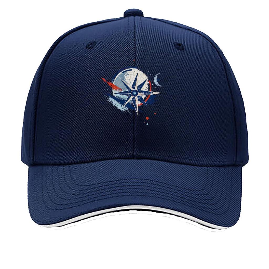 Abstract Nautical Star Map Emblem Sandwich Baseball Cap Sun Cap Outdoor Workouts Hat