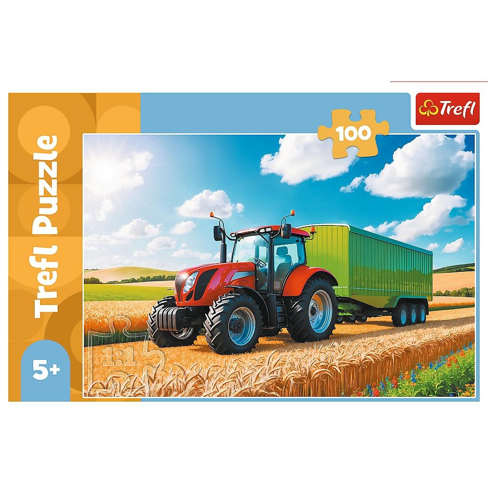 Puzzle 100 Landwirtschaftliche Maschinen. Traktor mit Anhänger 16494