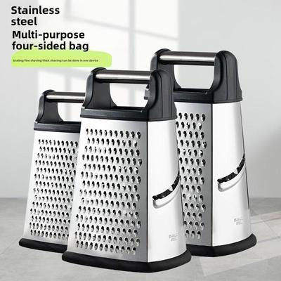 Stainless Steel Multi-Functional 4-Sided Grater and Peeler for Melons, Fruits, Ginger, Garlic, and Cheese