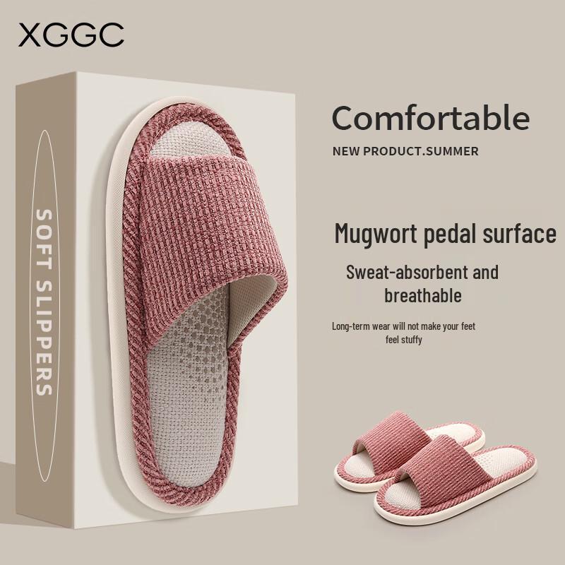 XGGC Четыре сезона Полынь Мягкая подошва Домашние тапочки 38-39 розовый