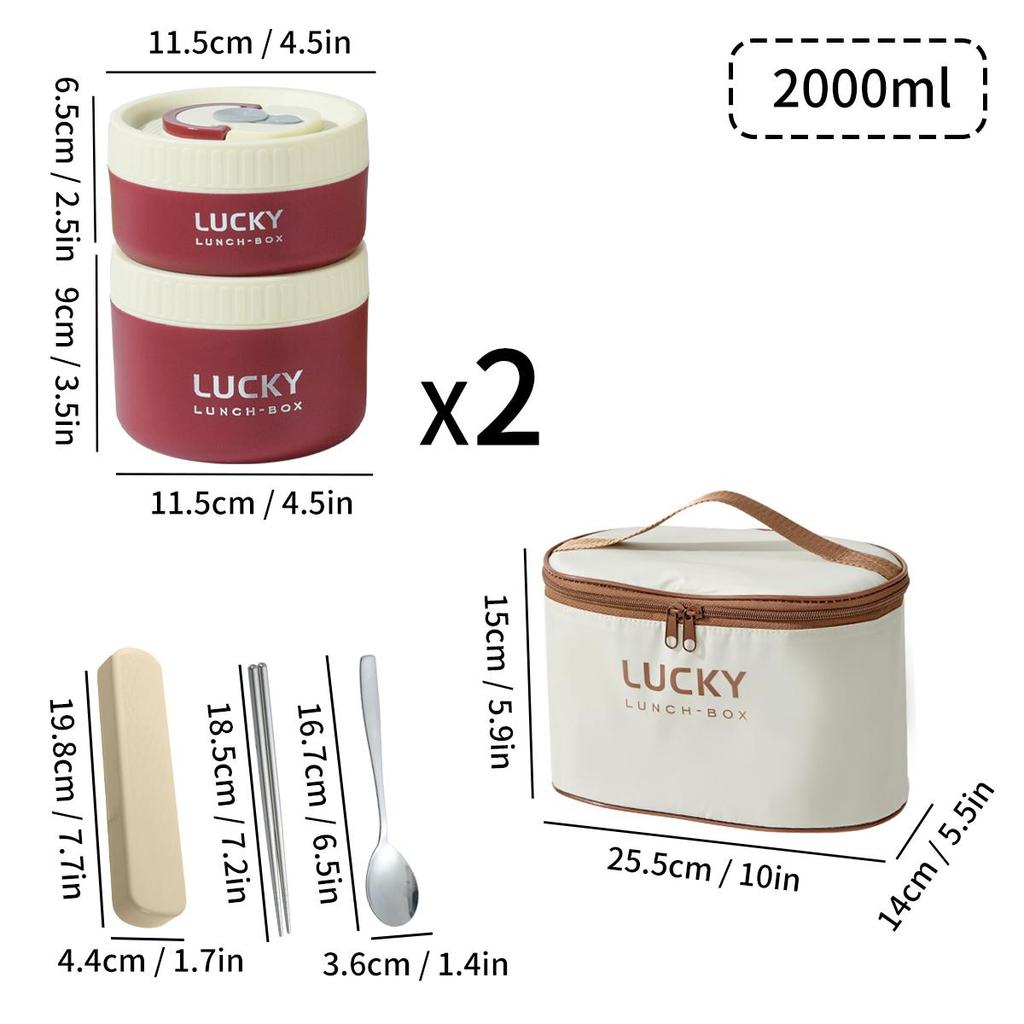 18/8 Stainless Steel Thermal Food Container Bento Lunch Box Set, Portable Keep Warm Lunch Container With Insulated Bag
