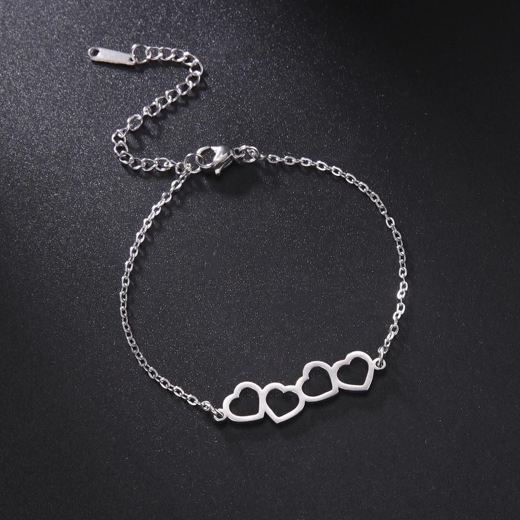 Love Hearts Romantic Exquisite Stainless Steel Bracelets for Women Link Chains Bracelet Light Luxury Elegant Anniversary Jewelry