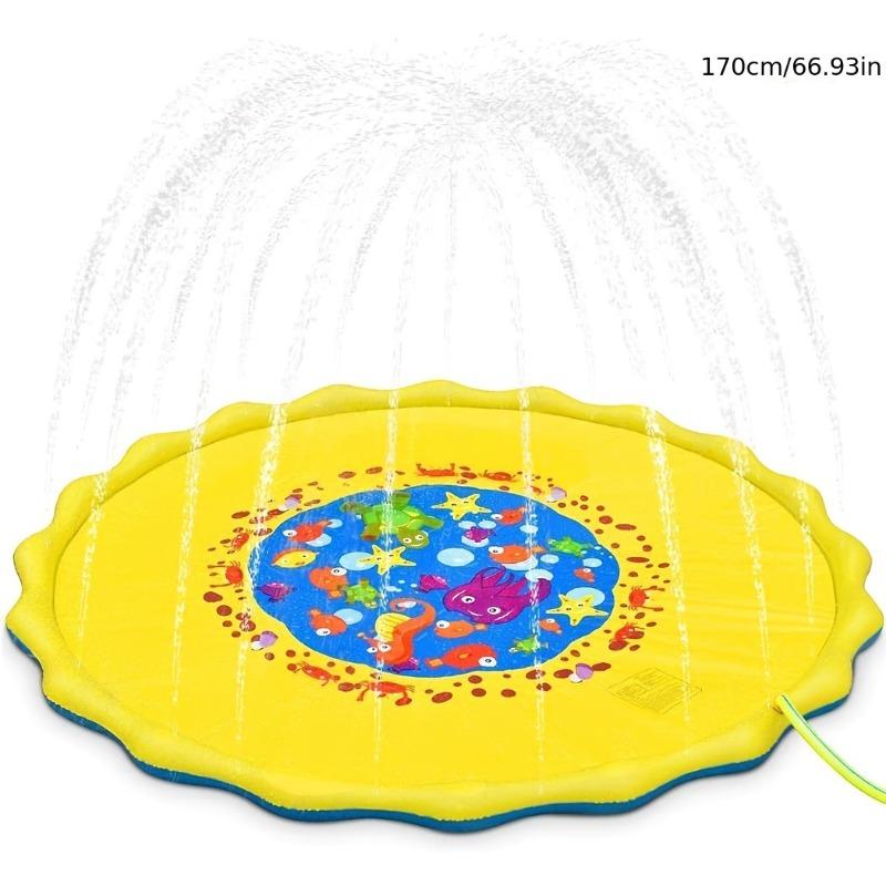 Kids Pet Water Play Mat Inflatable Splash Pad Thickened PVC Outdoor Bath Pool For Toddlers Dogs Cats Summer Cooling Fun Toy