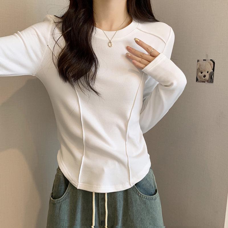 Women s Straight Shoulder Long Sleeve Slim Fit Modal Top - Spring, Autumn, Winter Medium
