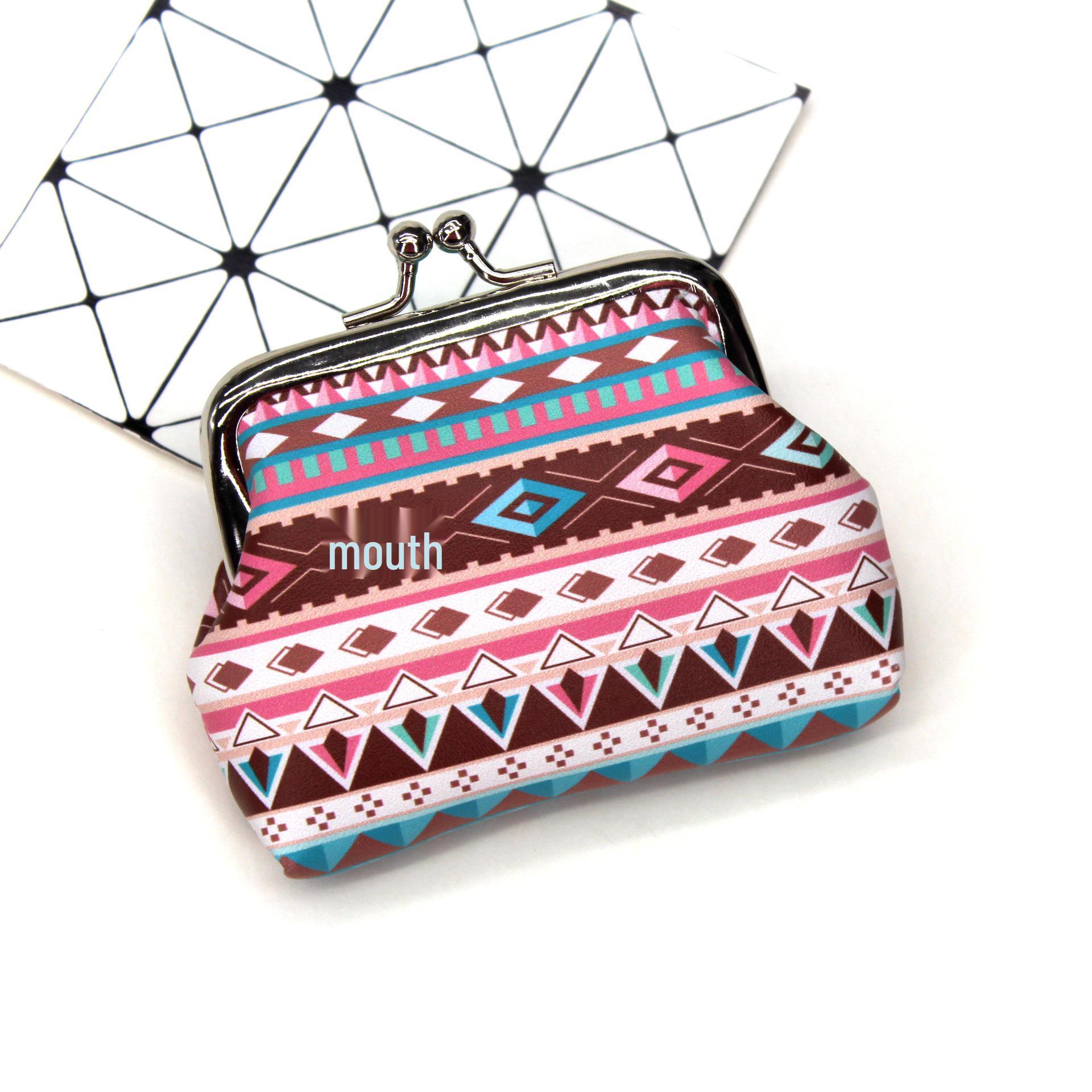 

Retro Ethnic Print Women s Clasp Coin Purse - Little Girl Handheld Wallet