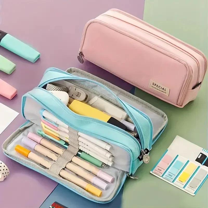 

Simple Multifunctional Large-capacity Stationery Box Pencil Case Pencil Pouch Pencil Case Office Desk Accessories Desk Organiser синий