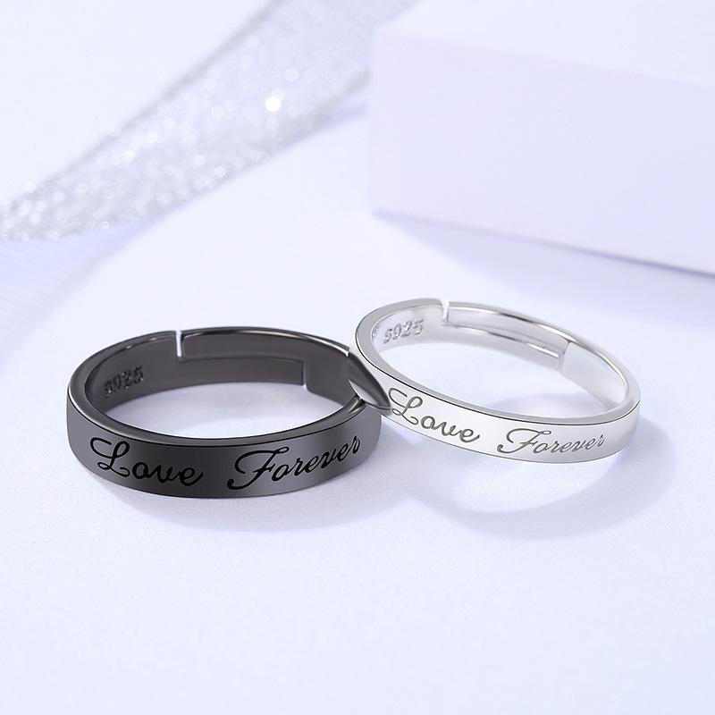Luxury Crystal Angel Demon Couple Rings for Women Men Romantic Fashion Wings Design Adjustable Engagement Ring Wedding Jewelry