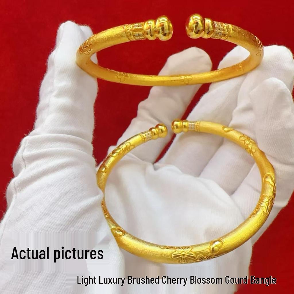 Vintage Sakura-Inspired Silk Gourd Bangle: Elegant Court-Style Bracelet Gift for Women