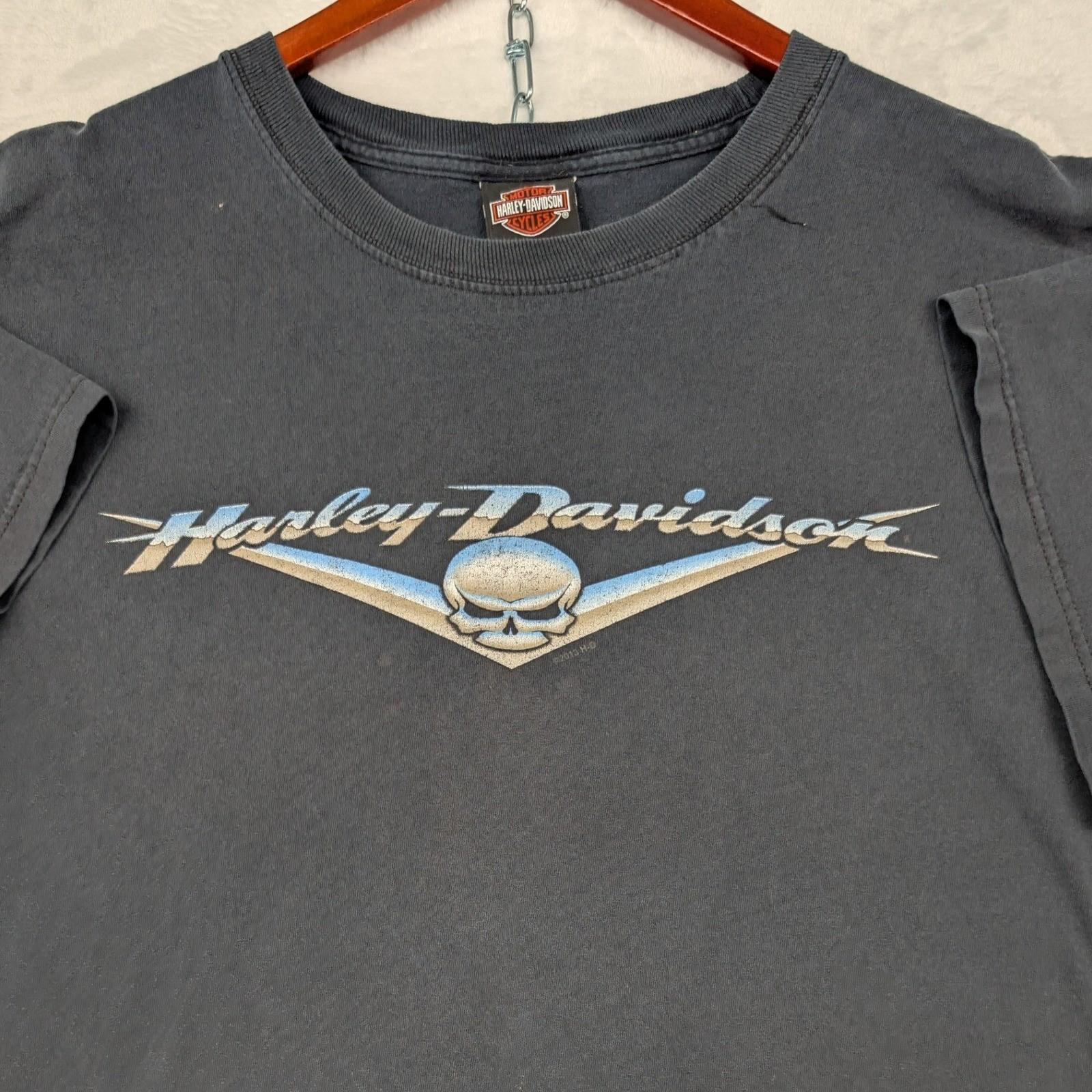 Harley Davidson T-Shirt Men s 2XL Black Faded Willie G Skull Four Corners Biker Unisex T-Shirt XL