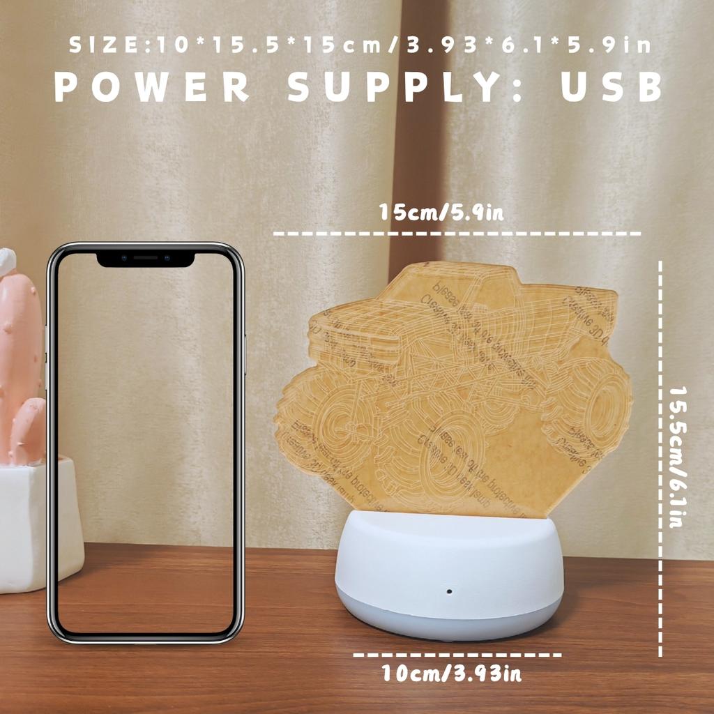 USB 3D креативні нічні світильники позашляховика, декоративні світильники для спальні та вітальні, настільні декоративні світильники