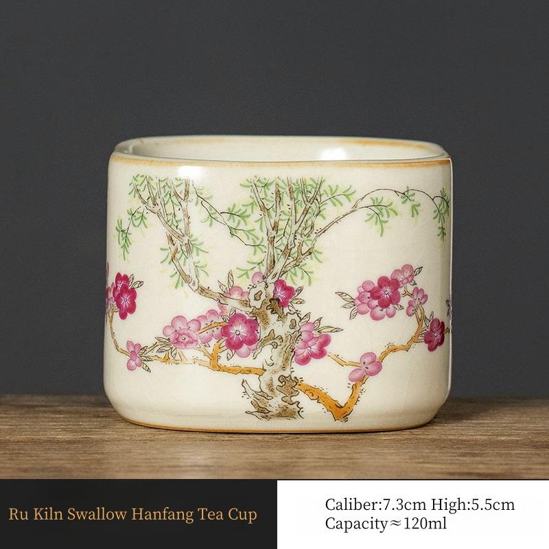 

120ml Swallow Ru Kiln Master Cup Household Square Tea Cup Handmade Tea Bowl Smelling Cup Teaset Supplies Teaware Kungfu Tea Set 200ml