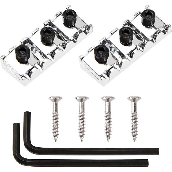 2Pcs Yootones 42mm Metal Guitar String Locking Nut Compatible with Floyd Rose Style Electric Guitar Tremolo Bridge Lock System (Black)