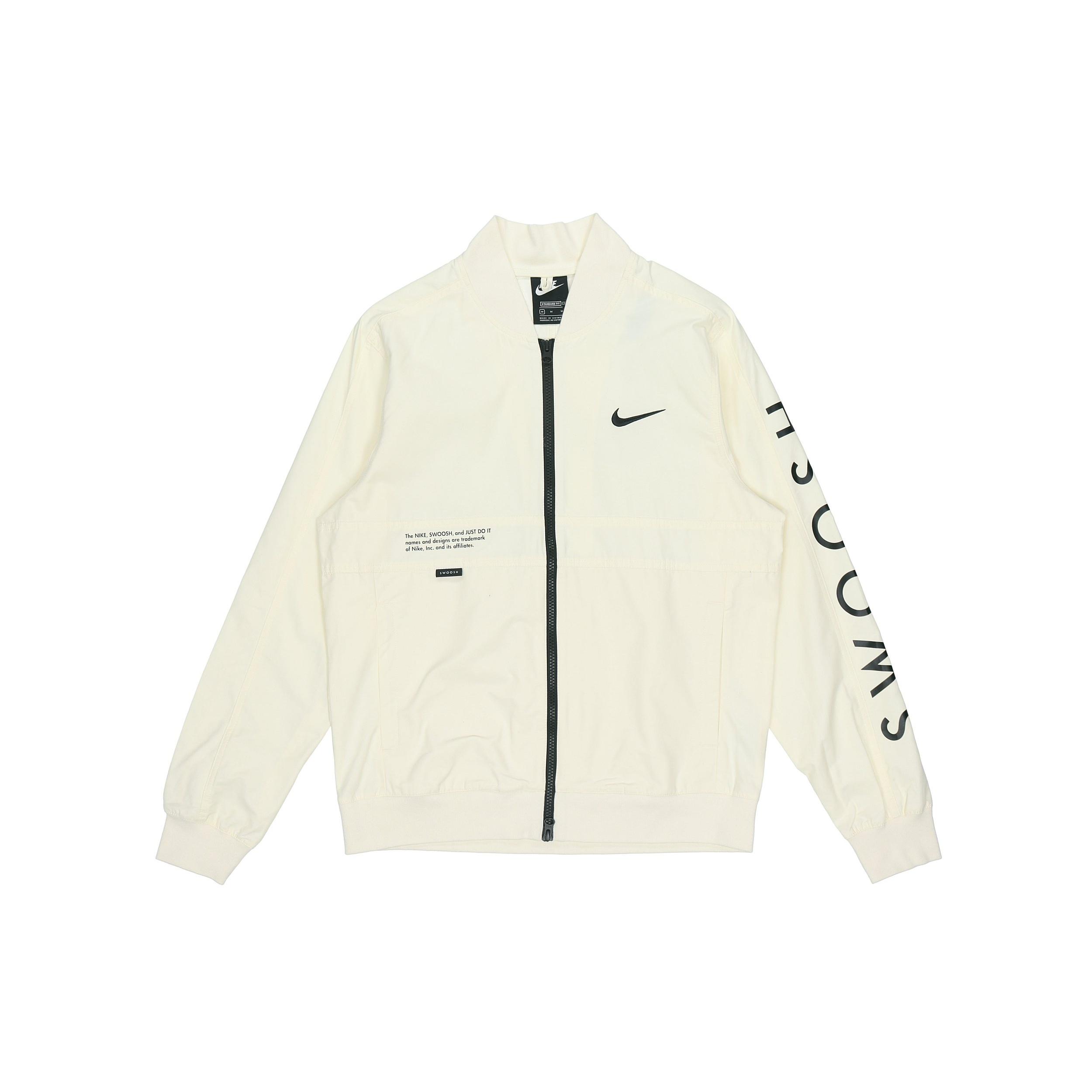Nike Sportswear Swoosh Logo Print Sports Jacket Men s White DJ5368-110 M