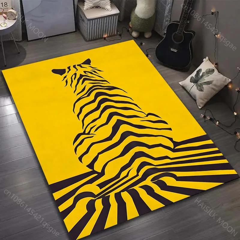 3D Unique Tiger Stripe Art Print Carpet Living Room Bedroom Bedside Sofa Floor Mat Home Non-slip Decor Area Rugs Wonderful Gift