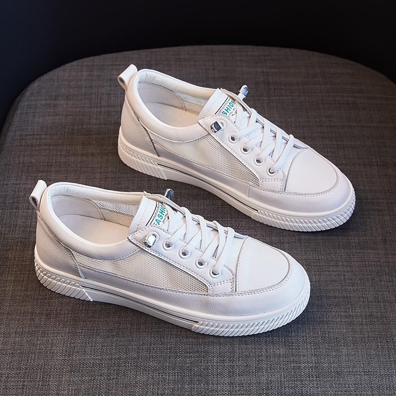

Женская повседневная обувь из кожи белого цвета, женская обувь 2025 года, дышащая студенческая обувь для скейтбординга, женские кроссовки белого цвета 40