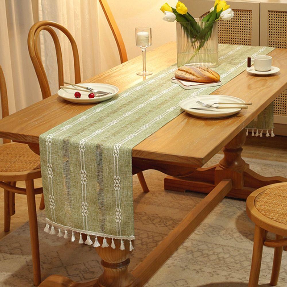 Woven Table Cover Nordic Style Tablecloth INS Cotton Linen Table Runner  Table Decor