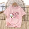 2026 Summer New Trendy Cool Children's T-shirt Katie Cat Letter Printed Pure Cotton Round Neck Parent Child Wear Unisex