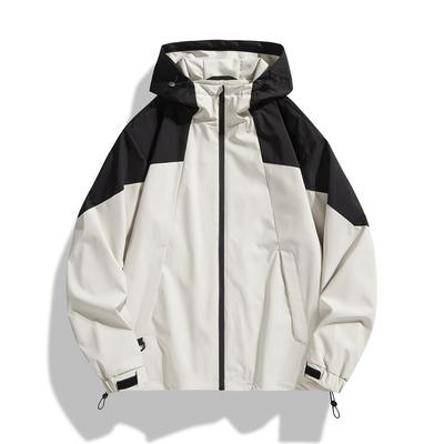 Neue Frühling- und Herbst-Paar-Kapuzen-Spritzjacke Outdoor-Freizeitjacke Street-Shot Herrenjacke