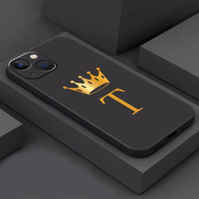 Crown Letters A B Phone Case For iPhone Samsung Galaxy Redmi Xiaomi Oppo OnePlus Note S A 7 8 9 10 11 12 13 14 20 21 22 23 53 54 Pro Max Plus Ultra