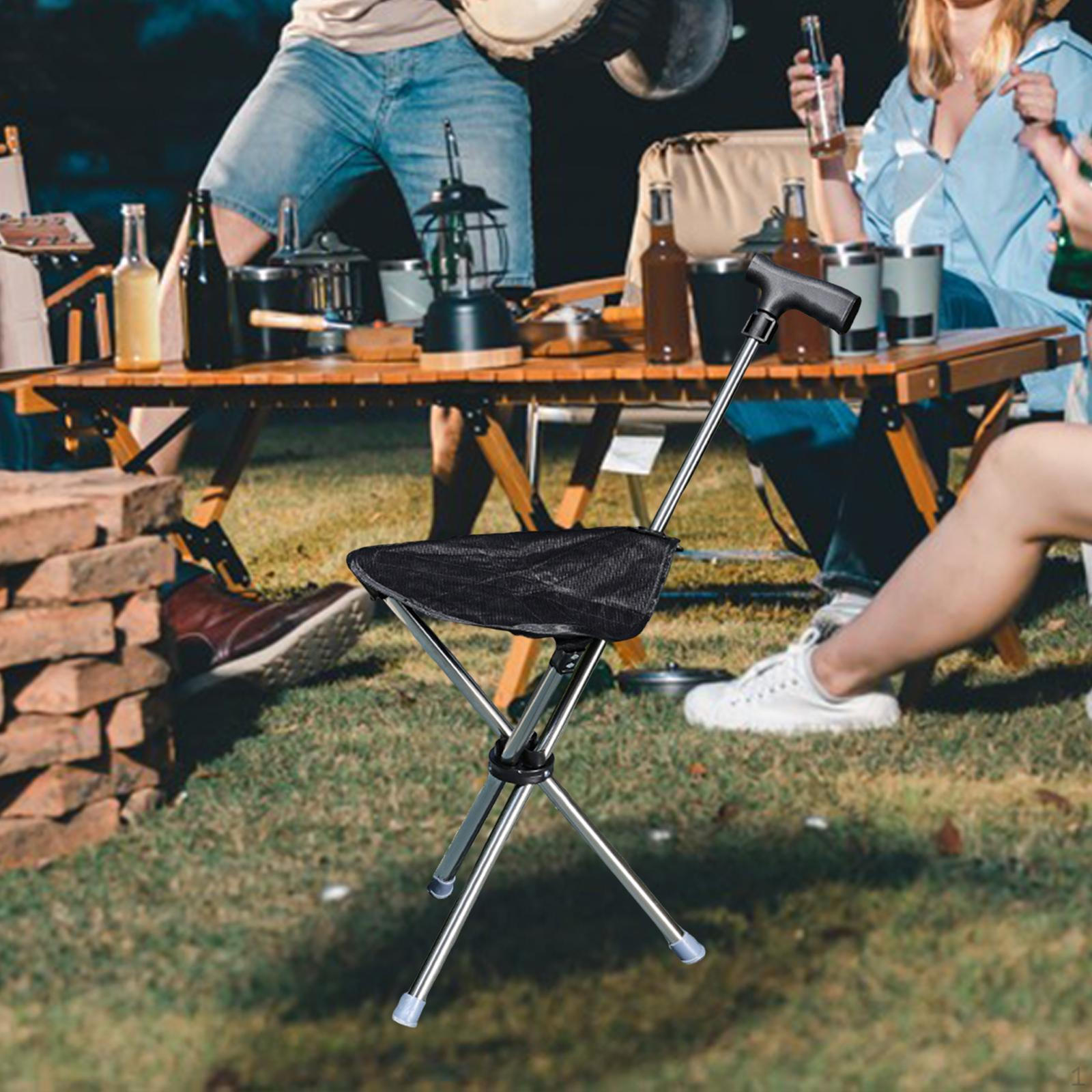 

Палиця для трекінгу з сидінням, портативна складна тростина для пляжного туризму, кемпінгу, бежевого білого кольору Black