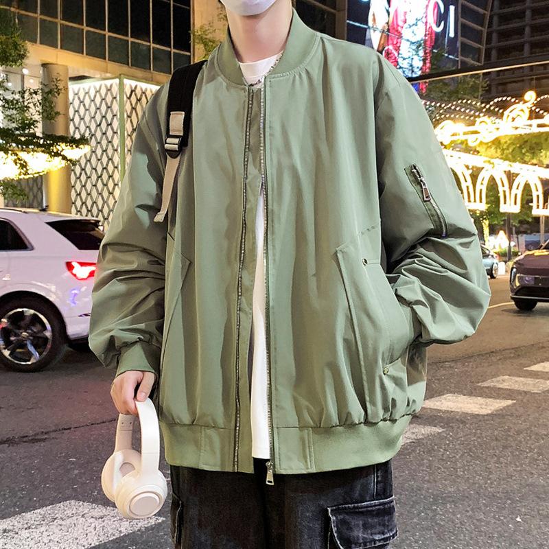 Spring and Autumn Trend Hong Kong Style Men's Clothing Handsome Baseball Collar Flight Jacket Fat Men's Fattened Large Size Loose Casual Jacket