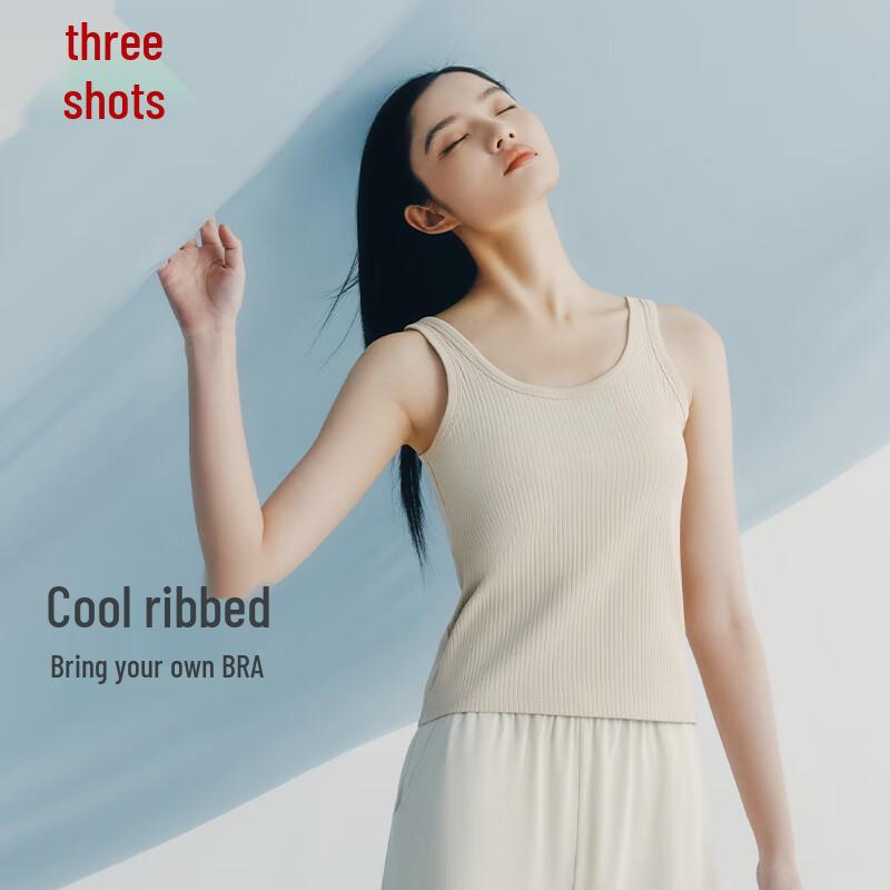 Threegun Women s Ribbed Cotton Tank Top with Padded Bra XL