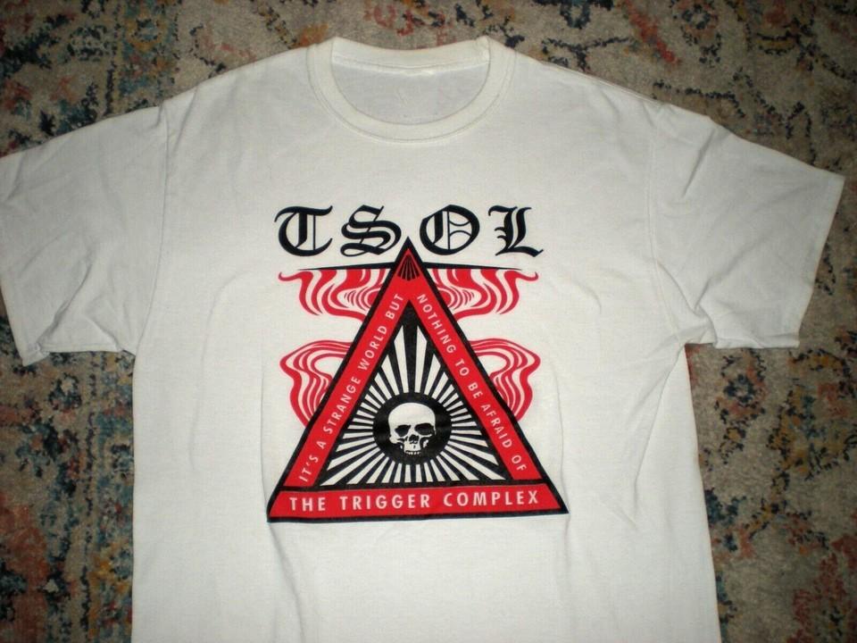 Vtg TSOL Band THE TRIGGER COMPLEX Cotton White T Shirt For Men UR179 XL