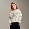 Girls' Faux Layered 100% Cotton Printed Long-Sleeve T-Shirt