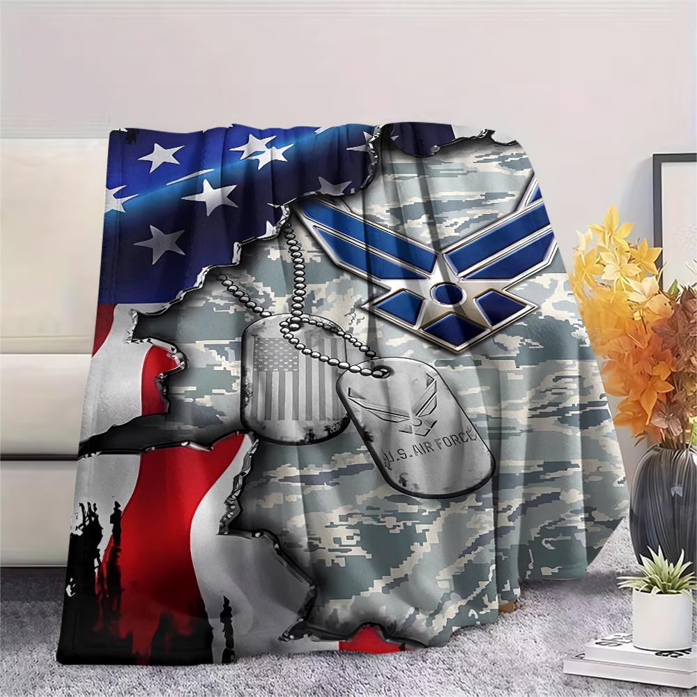 1PC US Air Force Recruiting Print Flannel Blanket, High quality All Seasons, Home Decor, Warmth and Comfort, Perfect for Christmas Gifts