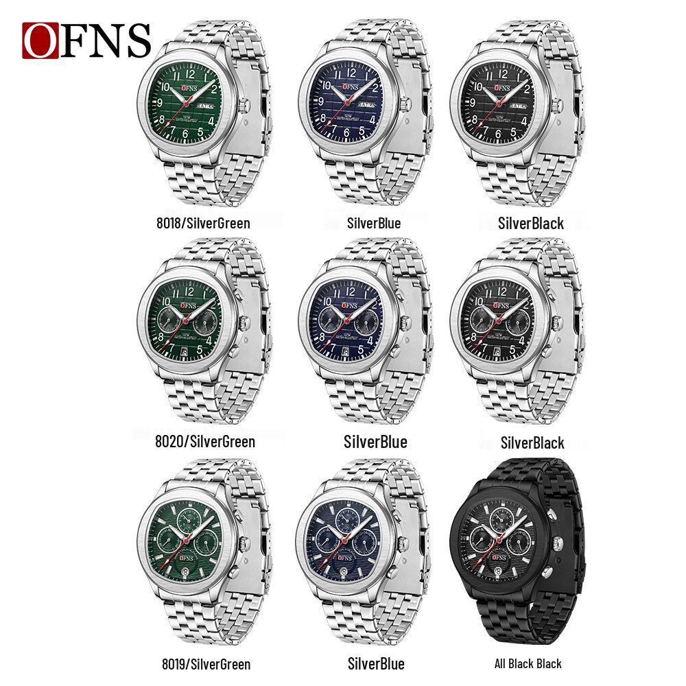 OFNS Men's Dual Calendar Quartz Watch - Business Waterproof Steel Strap Wristwatch.