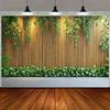 1 2D Bamboo Themed Photography Banner with Tropical Plants and Wooden Flooring Design Suitable for Birthdays Holidays Parties