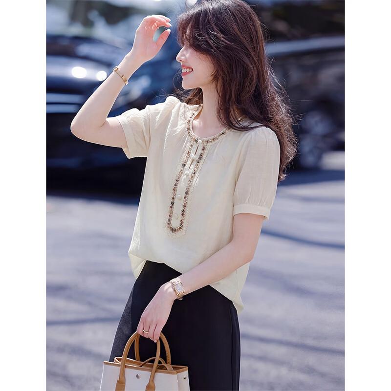Women s Bohemian Beaded Summer Blouse XL