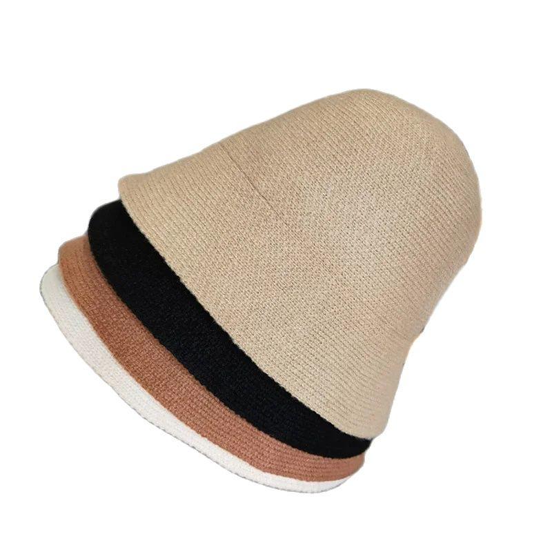 New Winter Hat Ins Wind Japanese Bucket Hats Korean Version Cute Knitted Hats Wool Bucket Hat For Women Mother Mum Gift