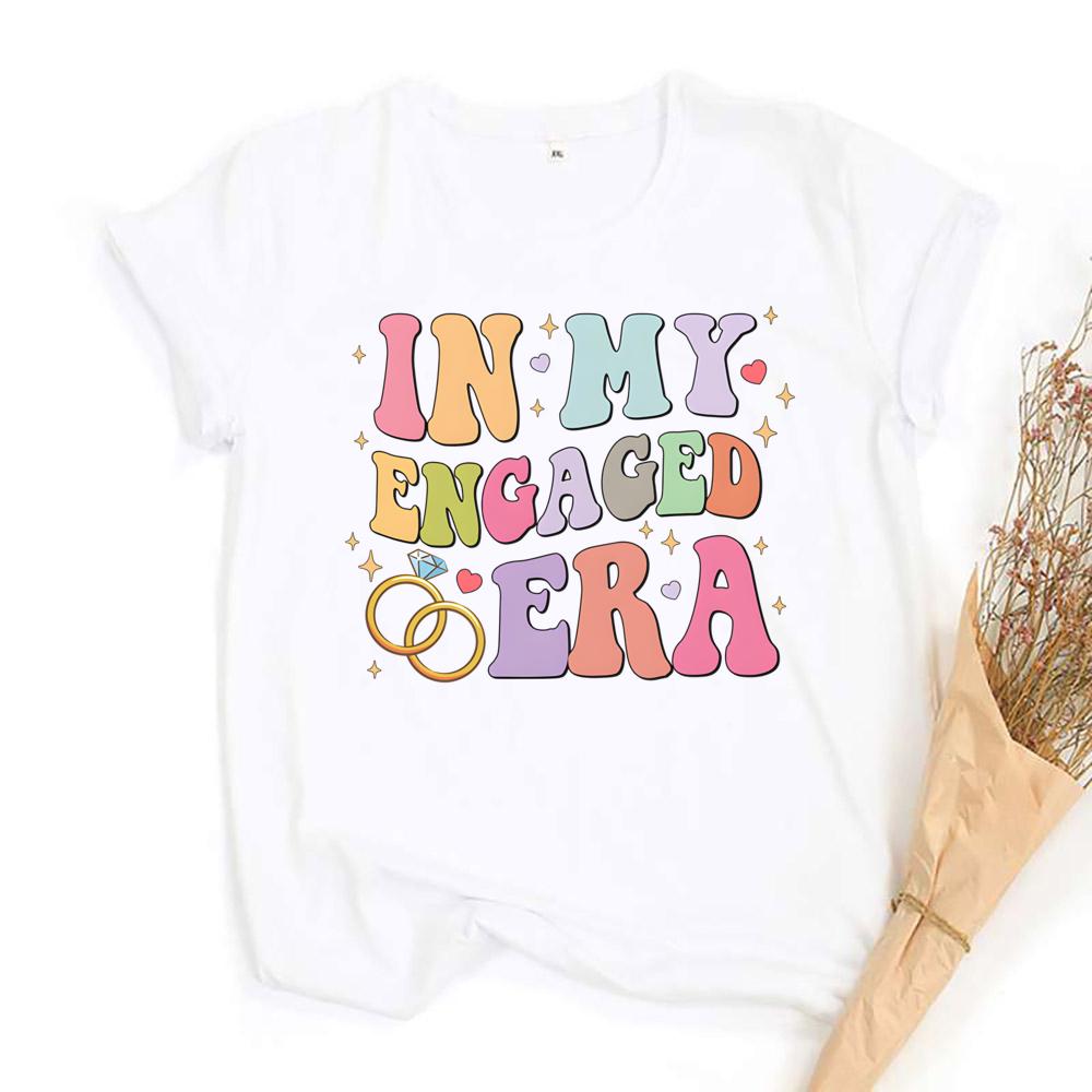 N My Engaged Era Shirt Fiance TShirt EngageUnisext Gift for Her Bridal Shower Gifts Retro Groovy Fiance AnnounceUnisext Tops