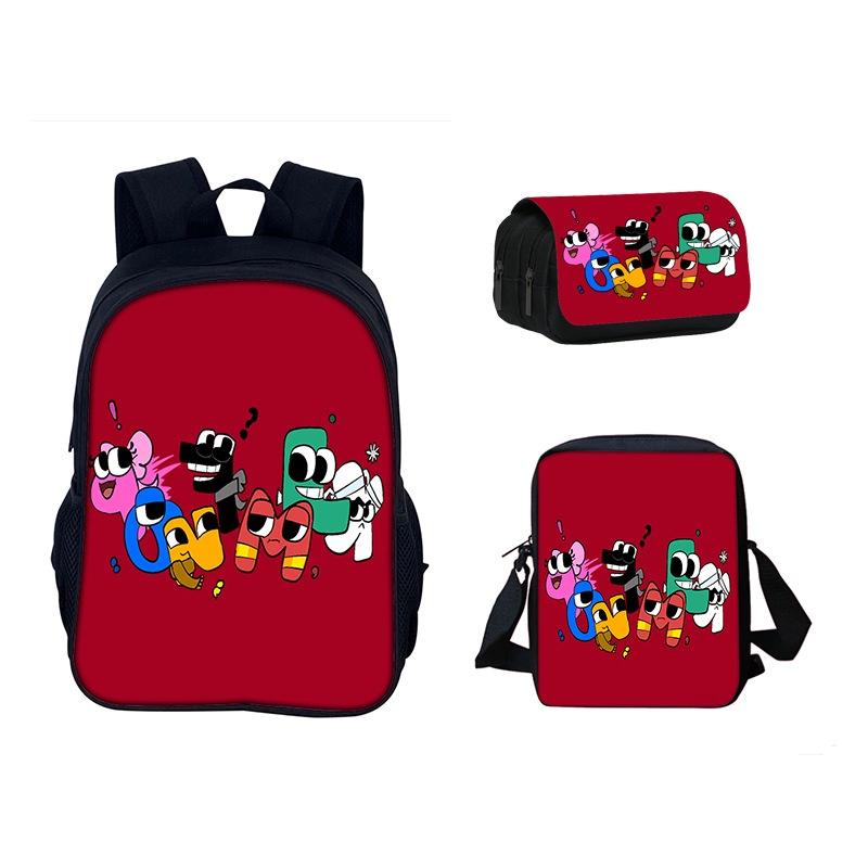 Alphabet Lore Backpack Cool And Breathable Student Bag For School In Red/black