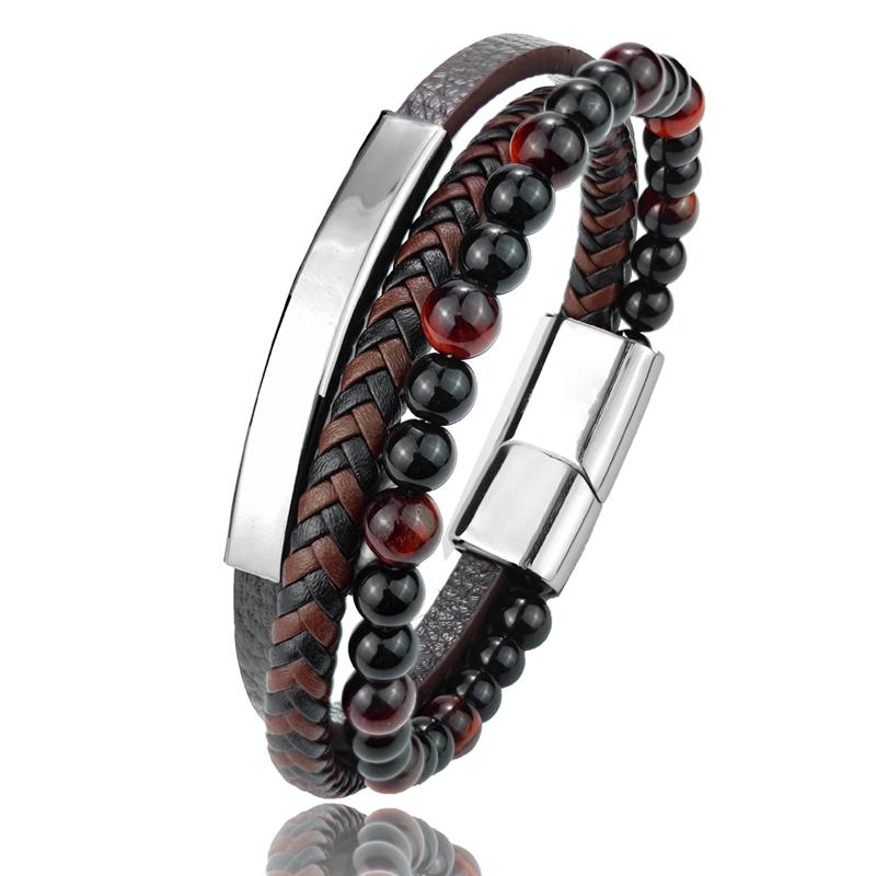 High Quality Luxury Accessories Bracelet Men's Fashion Gift Black Genuine Leather Bracelets DIY Combination Wild Handsome Gift