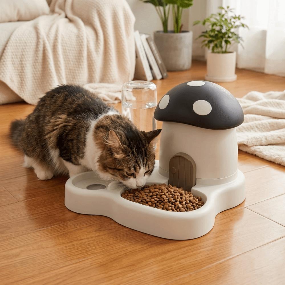 2 in 1 Mushroom Pet Automatic Feeder Large Capacity Cat Water Dispenser  Multi-Pet Household