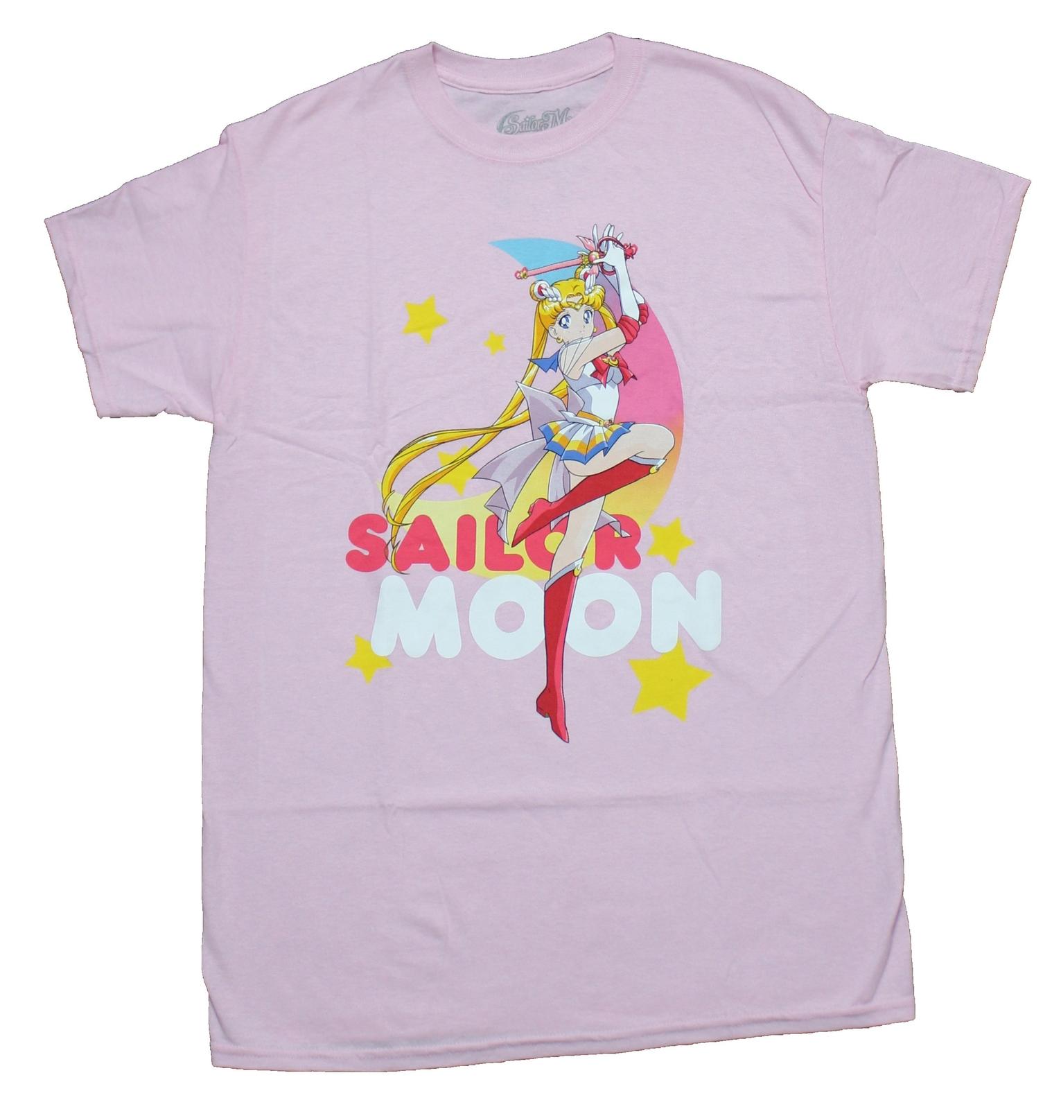 Sailor Moon Adult New T-Shirt - One Legged Pose Arms Up Over Logo XXXXL