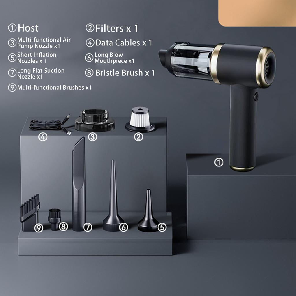 Handheld Vacuum Cleaner, Car Vacuum Cleaner, 6-in-1 Portable Cordless Vacuum Cleaner Set. Mite And Insect Removal. Wireless
