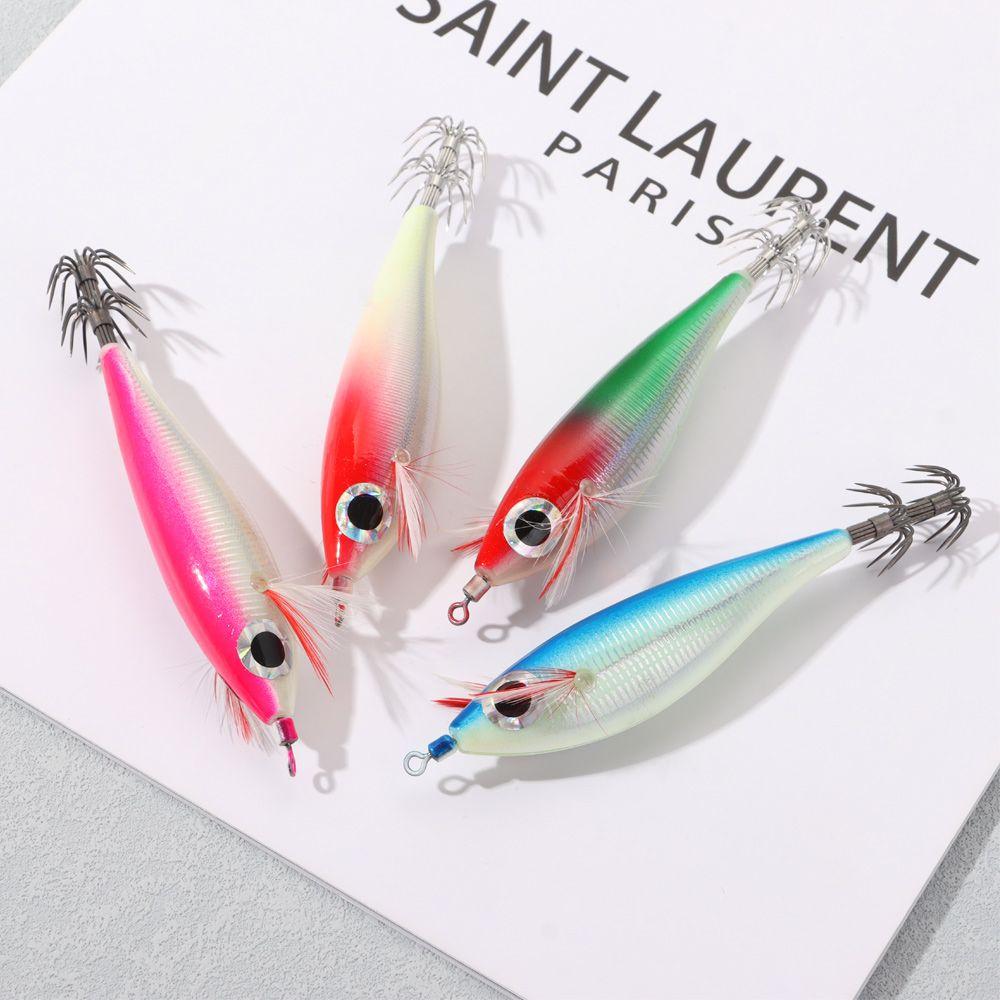 Luminous Copper Sinker Artificial Jigs Squid Hook Fishing Tackle Octopus Bait Wood Shrimp Lures