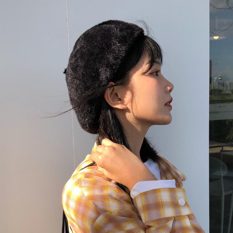 Warm Winter Adorable Beret For Women Cute Plush Wool Hat Adjustable Size