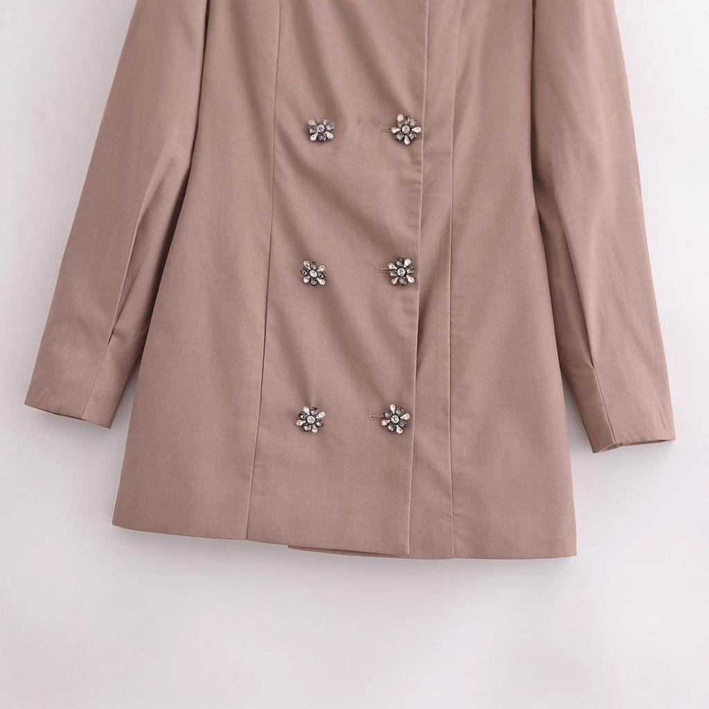 2025 Spring Women's European & American Double-Breasted Lapel Suit Dress