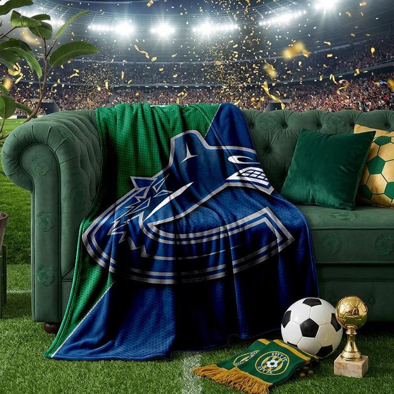 Hockey Team Vancouver-Canucks Throws Blanket Flannel Blankets Plush for Couch Bed Gifts for Men Women Travel picnic blanket Christmas fan gifts