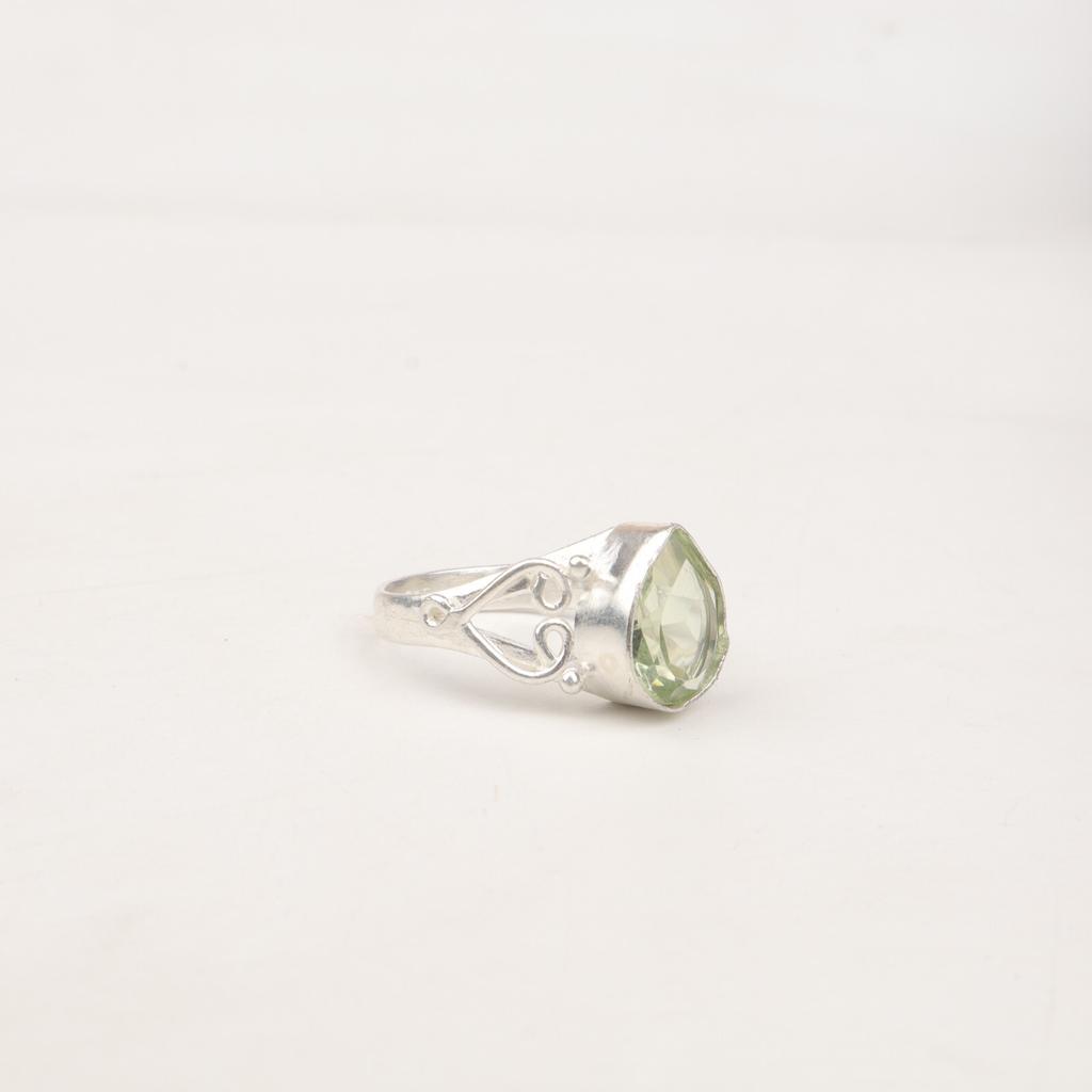 Natural Green Amethyst Gemstone 925 Sterling Silver Jewelry Handmade Women Ring RR-46-5