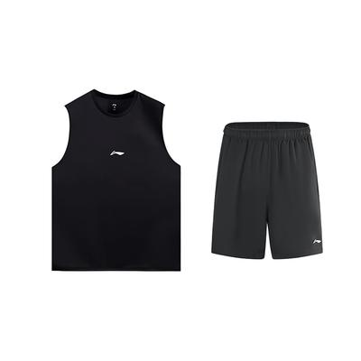 Li Ning Solid Color Versatile Round Neck Pullover Vest Casual Sports Suit Unisex Suit Black YWBV053-2