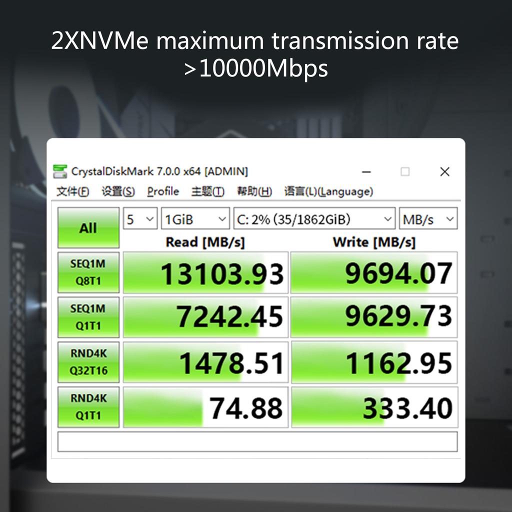 Dual NVMe PCIe Adapter M.2 NVMe SSD To PCI-e 4.0 Card Adapter Support for M.2